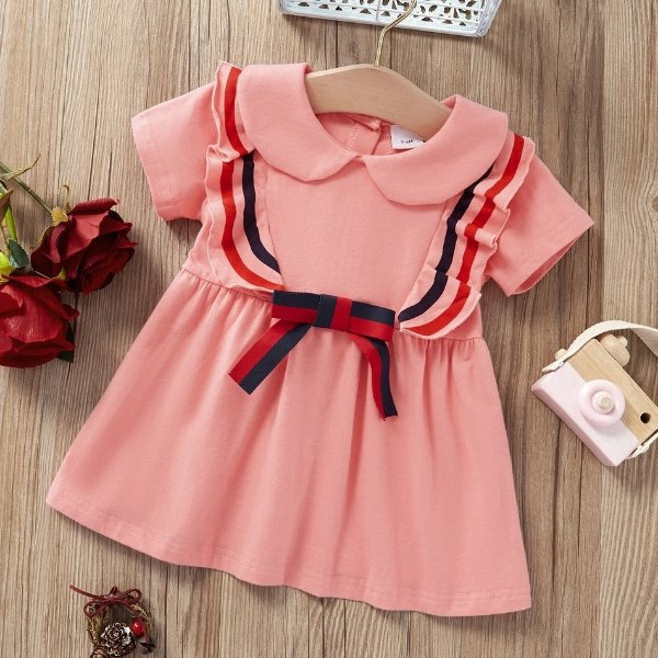 1pc Summer Cotton Short-sleeve Baby Girl Sports Dress