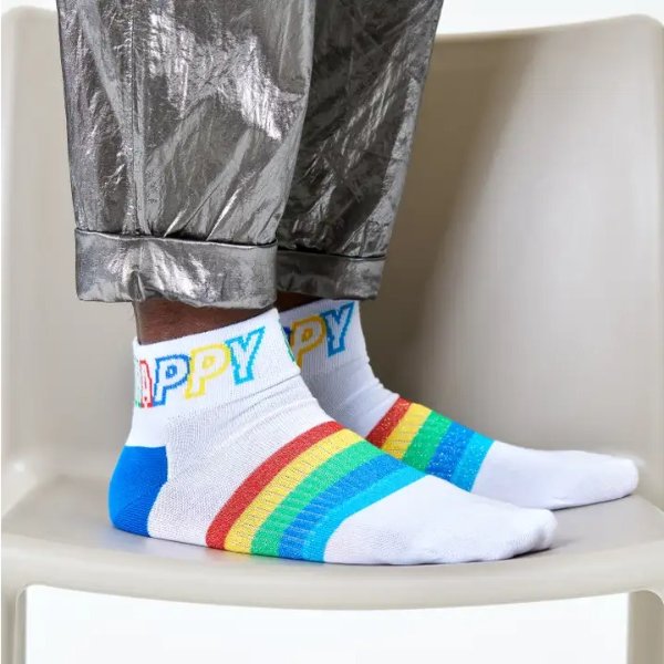 Rainbow Stripe Sport Sock, Black | Athletic | Happy Socks US
