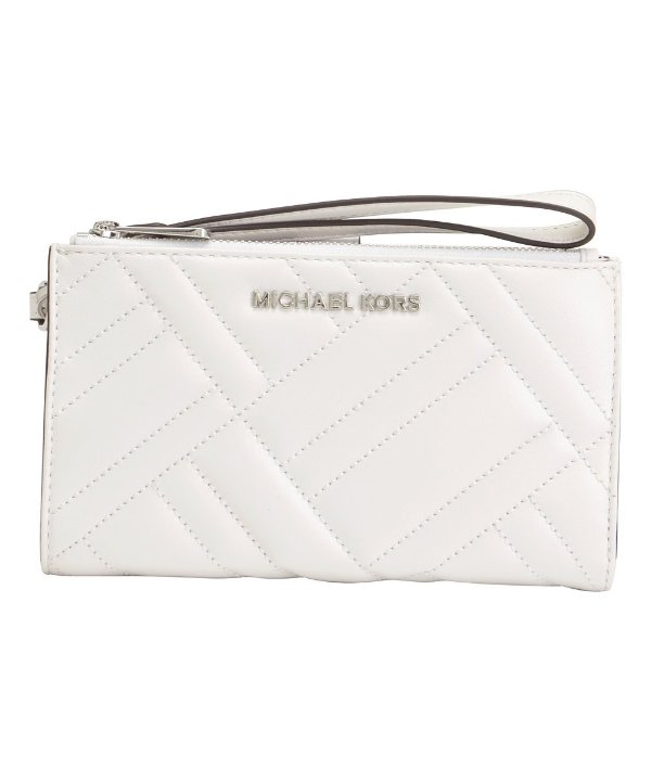 Optic White Peyton Quilted Leather Wristlet