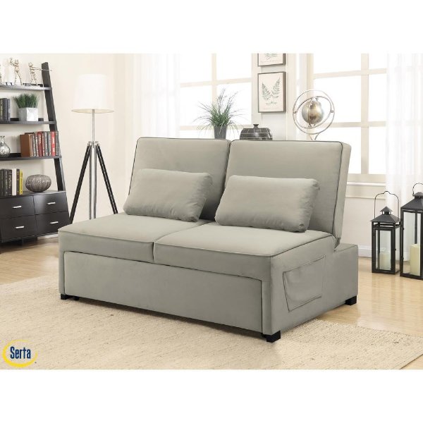 Naples Barely Serta Multifunctional Sofa with Microfiber Upholstery and Solid Hardwood Frame