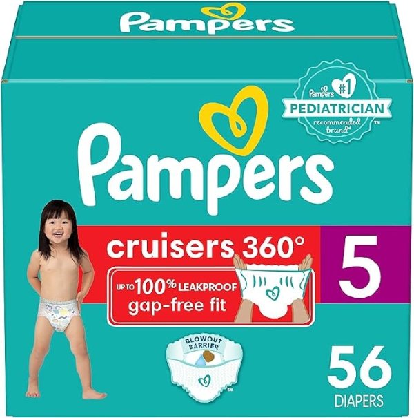 Cruisers 360 Diapers - Size 5, 56 Count, Pull-On Disposable Baby Diapers, Gap-Free Fit