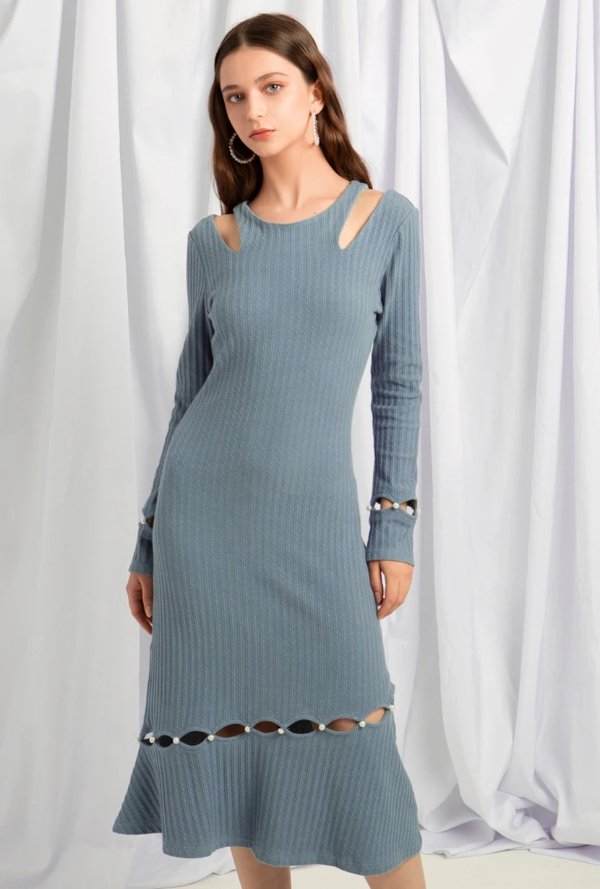 Sovano Cotton Knit Dress - Sky Blue