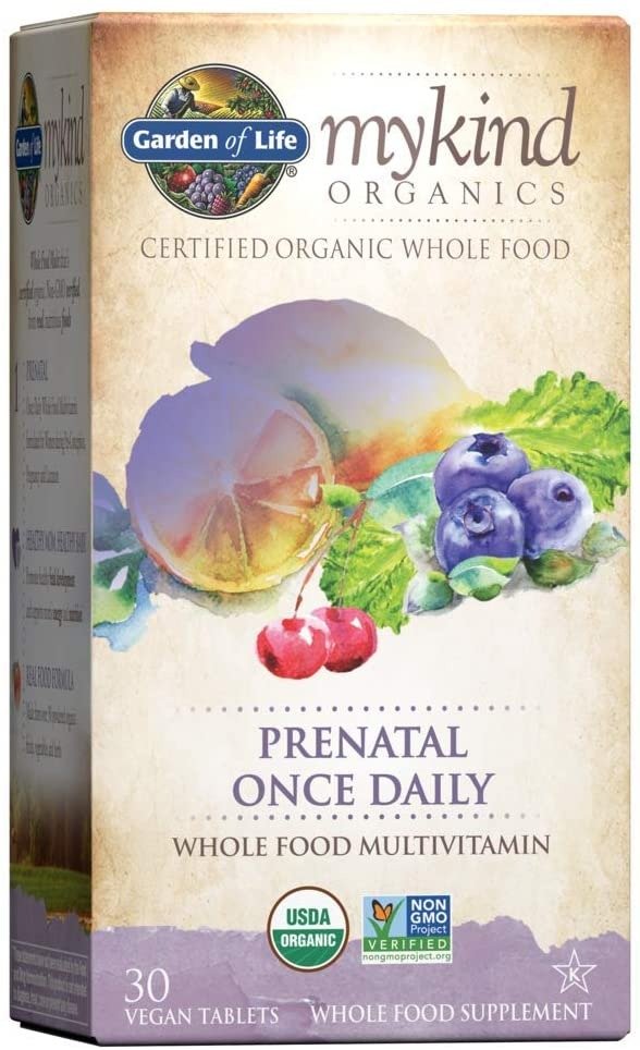 mykind Organics Prenatal Vitamins - 30 Tablets, Prenatal Once Daily Whole Food Vitamins for Women with Folate not Folic Acid, Vitamin D3, Iron, Vegan One a Day Prenatal Multivitamin
