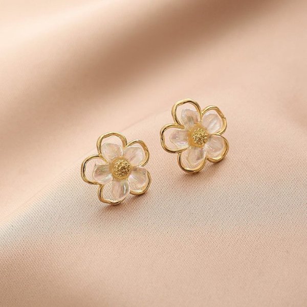 Flower Stud Earrings Sterling Floral Style Dainty Delicate | Etsy