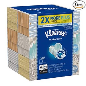 Kleenex Trusted Care Everyday Facial Tissues, Flat Box, 160 Tissues per Flat Box, (Pack of 6