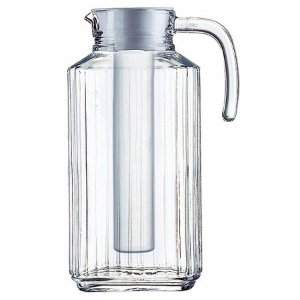 Luminarc 57.5 Ounce Clear Quadro Jug with White Lid & Infuser Tube