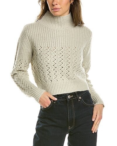 Chainette Turtleneck Wool & Alpaca-Blend Sweater / Gilt