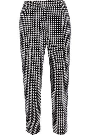 Lotus checked crepe tapered pants