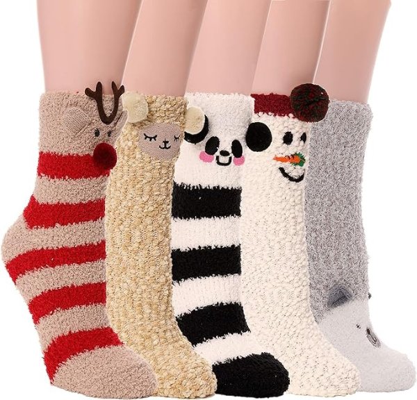 Fuzzy Socks for Women Teen Girls Fluffy Christmas Cozy Slipper Cabin Soft Winter Warm Fleece Socks