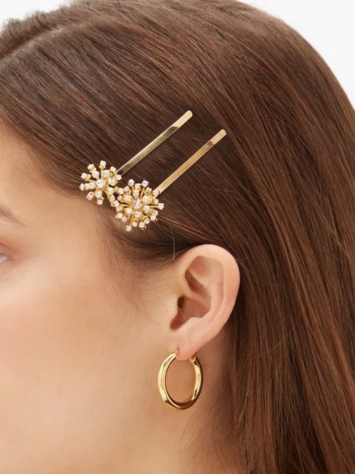 Set of three Arcadia crystal-embellished hairclips | Rosantica | MATCHESFASHION US