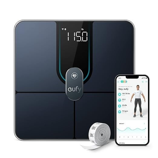 Smart Scale P2 Pro, Digital Bathroom Scale with Wi-Fi Bluetooth, 16 Measurements Including Weight, Heart Rate, Body Fat, BMI, Muscle & Bone Mass, 3D Virtual Body Mode, 50 g/0.1 lb High Accuracy