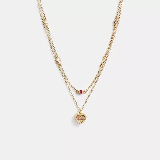 Pave Heart Layered Necklace