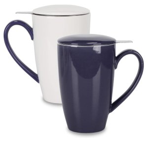 amhomel Porcelain Tea Mug with Infuser and Lid, 16 Ounce set of 2