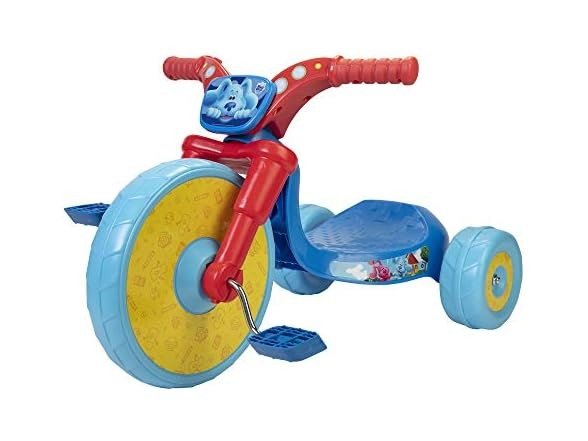 Blue's Clues & You Ride-On 10" Fly Wheels Junior Cruiser Tricycle with Sounds - Toddler Bike Trike, Ages 18-36M, for Kids 33”-35” Tall - 35 lbs. Weight Limit