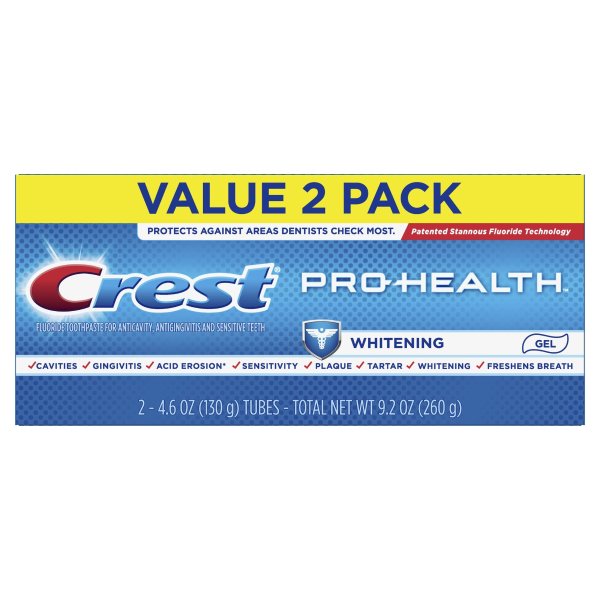 Pro-Health Whitening Gel Toothpaste, 4.6 oz, Pack of 2