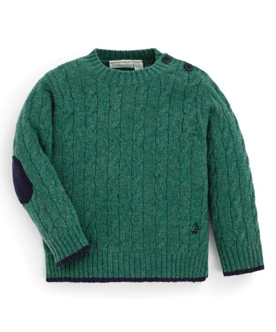 Green Cable Knit Elbow-Patch Sweater - Infant, Toddler & Kids