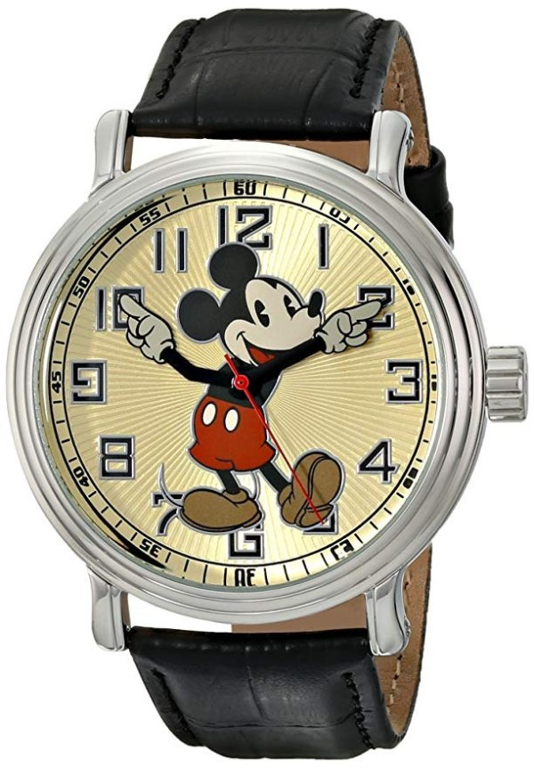 Men's 56109 "Vintage Mickey Mouse" Watch with Black Leather Band
