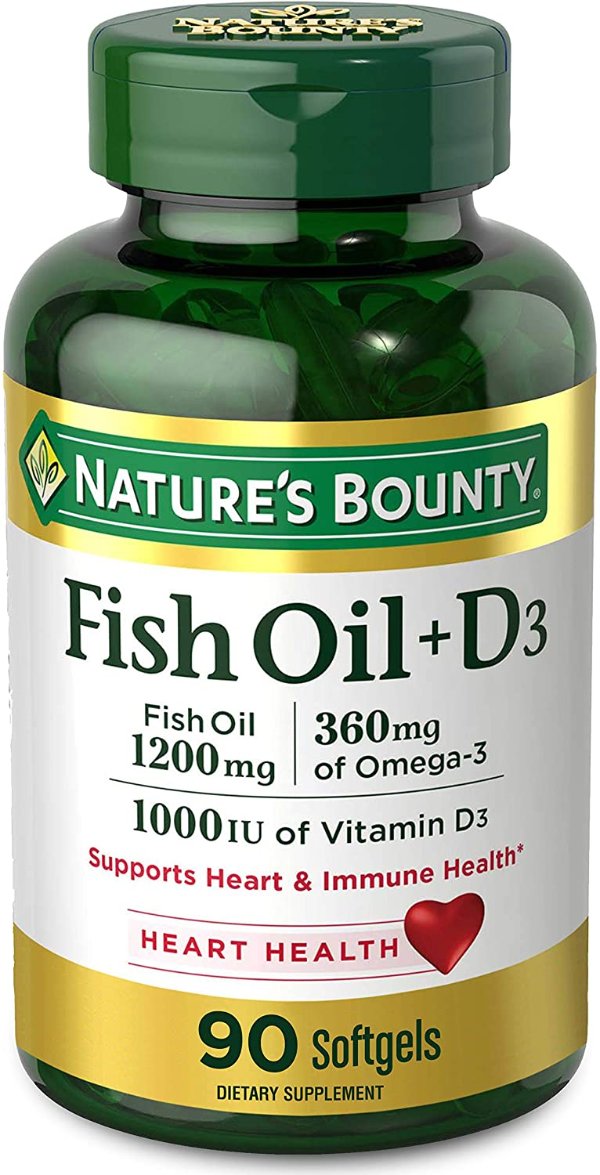 Omega 3 鱼油膠囊 含维生素D3 90粒