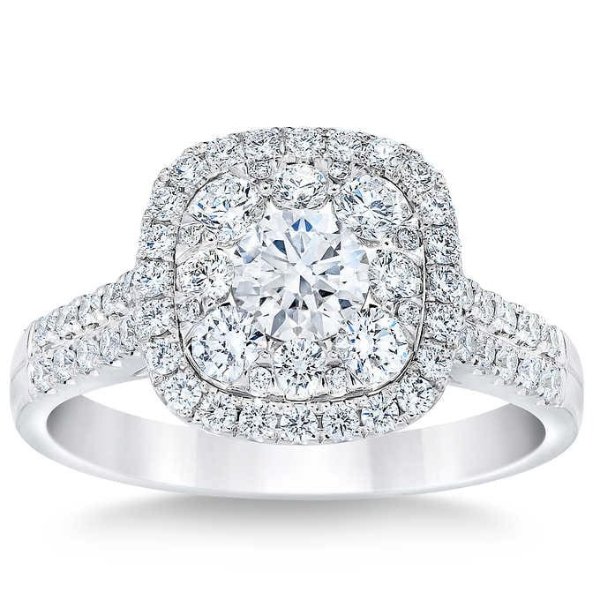 Brilliant 1.50 ctw VS2 Clarity, I Color Diamond 14kt White Gold Halo Ring