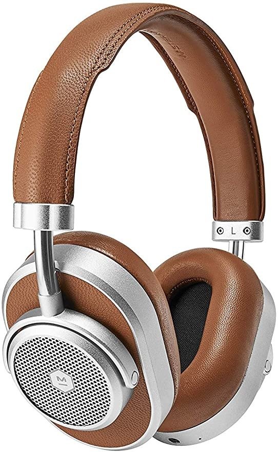 Master & Dynamic MW65 Active Noise-Cancelling (Anc) Wireless Headphones – Bluetooth Over-Ear Headphones with Mic, Silver Metal/ Brown Leather