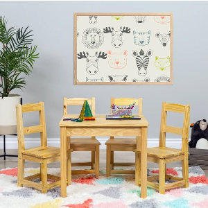 Best Choice Products 5-Piece Kids Wooden Activity Table Furniture Set w/ 4 Chairs