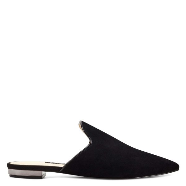 Foley Pointy Toe Mules - Black Suede