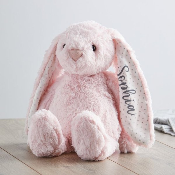 Personalized Medium Pink Bunny Stuffed Animal