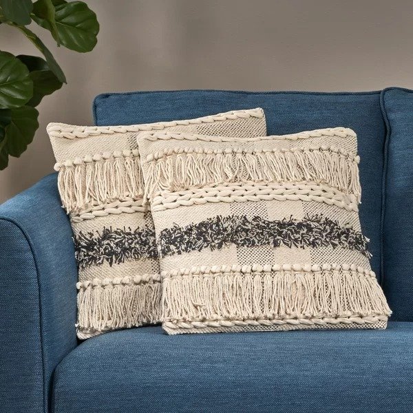 Cotton Down Striped Square 18" Throw Pillow (Set of 2) Cotton Down Striped Square 18" Throw Pillow (Set of 2)Ratings & ReviewsQuestions & AnswersShipping & ReturnsMore to Explore