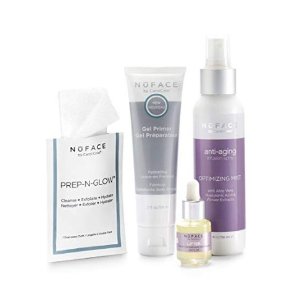 NuFACE Keep Glowing Collection Skincare Kit | Use with NuFACE Device | Smoother Skin, Reduce Wrinkles, Hydrating Renewal | Kit includes: Gel Primer, Optimizing Mist, Serum and Cleansing Cloths