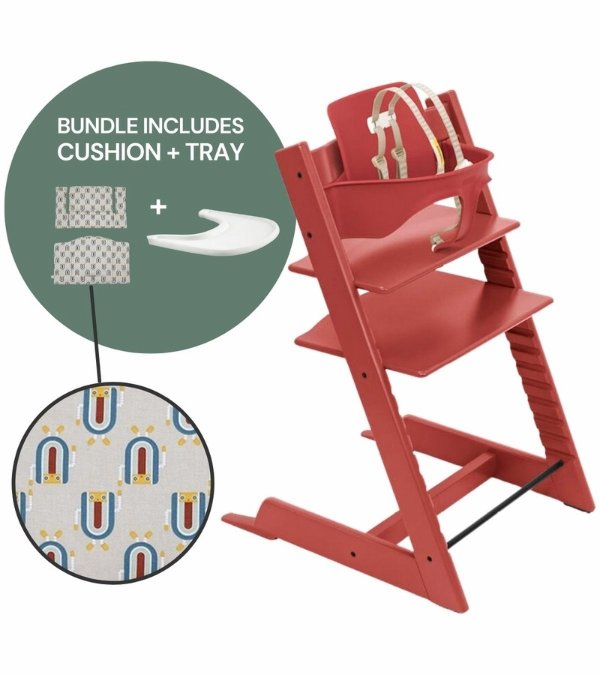 Tripp Trapp Complete High Chair Bundle - Warm Red / Robot Grey