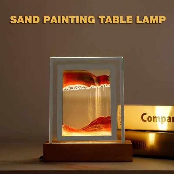 1pc Quicksand Art Desk Lamp Usb Creative Atmosphere Light 3d Three Dimensional Sand Painting Night Light Living And Home Mobile Hourglass Night Light | Today's Best Daily Deals | Temu