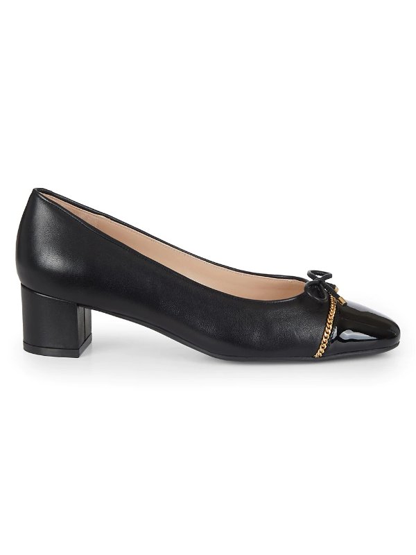 Gabby Chain-Trimmed Leather Pumps