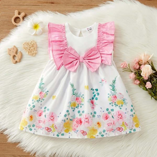 1pc baby girl Sleeveless Cotton Floral Dress1pcs Floral Print Cotton&Polyester Summer Spring More Festivals Dresses Dress