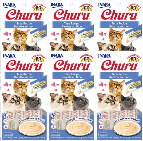 Churu Grain-Free Tuna Puree Lickable Cat Treat, 0.5-oz tube, pack of 24 - Chewy.com