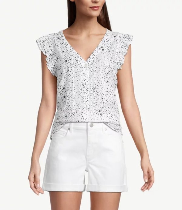 Starry V-Neck Button Top