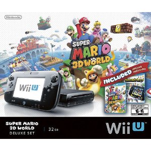 Nintendo Wii U 32GB Console Super Mario 3D World and Nintendo Land Bundle Black