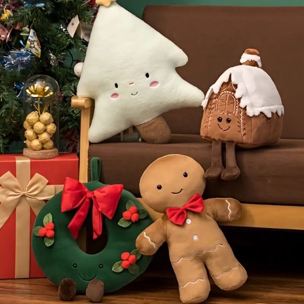 Christmas Plush Toy Cute House Wreath Christmas Tree Cartoon Doll Pillow Cushion Sofa Ornament Fluffy Gingerbread Man Plush Toy Christmas Party Home Decoration D | 24/7 Customer Service | Temu
