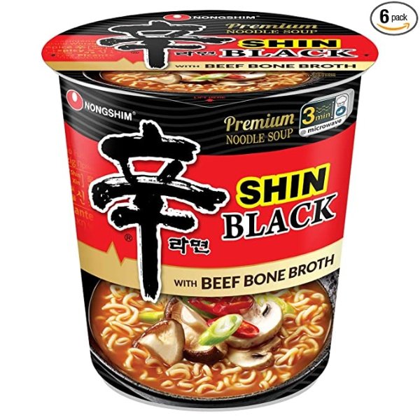 Shin Black Noodle Soup, Spicy, 3.5 Ounce (Pack of 6)