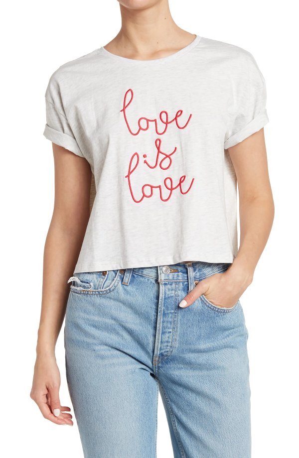 Love Is Love Embroidered Crop T-Shirt