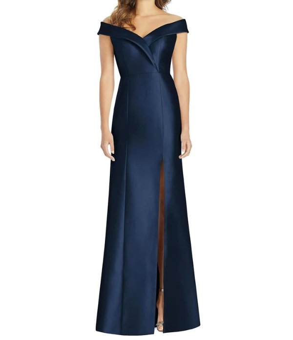 Off-the-Shoulder Cuff Trumpet Gown