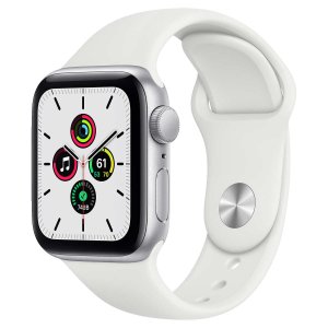 Apple Watch SE GPS, 40mm 银色配白色运动表带