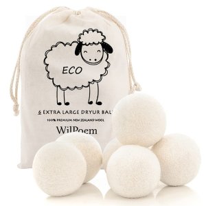 WilPoem 可重复使用纯羊毛衣物烘干球6颗 防静电、减少起球