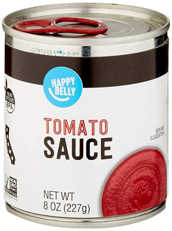 Amazon Brand- Happy Belly Tomato Sauce, 8 Ounce