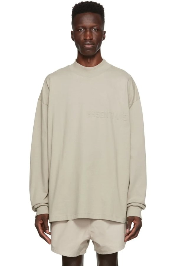 Gray Cotton Long Sleeve T-Shirt