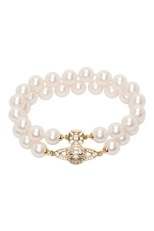 White & Gold Graziella Pearl Bracelet