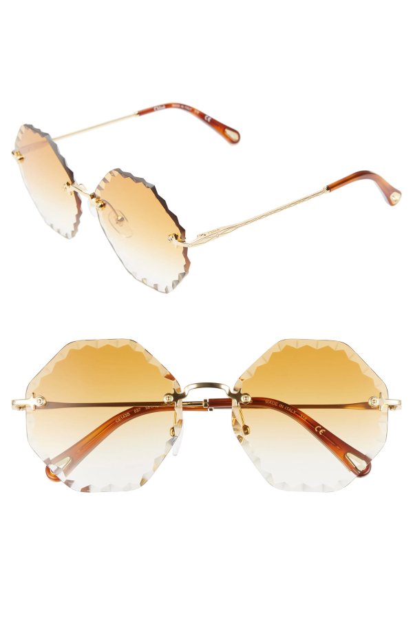 Rosie 58mm Octagonal Rimless Sunglasses