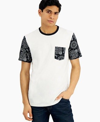 Men's Bandana Blocked Pocket T-Shirt, Created for Macy's