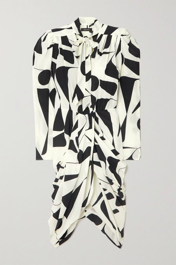 Atoae wrap-effect printed silk-blend georgette dress