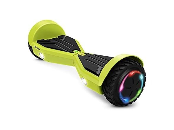 Spin All Terrain Hoverboard with LED Lights, Self-Balancing Hoverboard with Active Balance Technology, Range of Up to 7 Miles, Ages 13+, Electric Yellow, JAERO-ELC