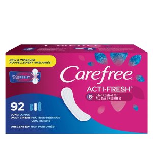 Carefree Acti-Fresh Thin Panty Liners, Unscented, 92 Count